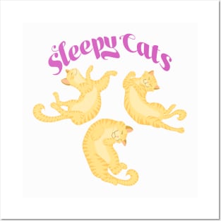 Sleepy Cats in Pink Posters and Art